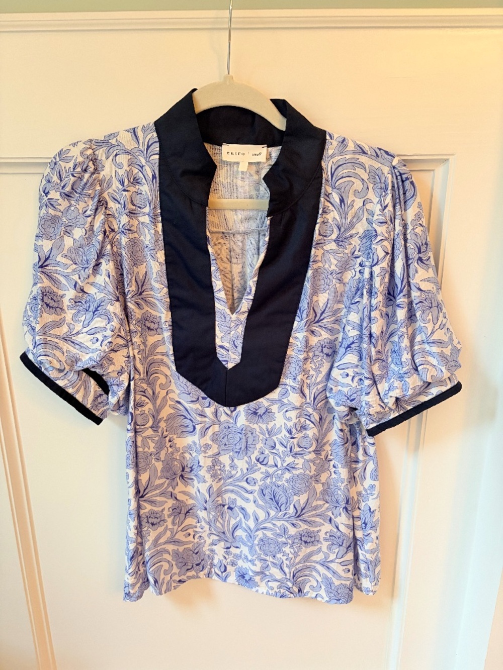 Blue and White Blouse